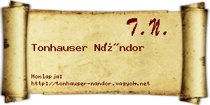 Tonhauser Nándor névjegykártya